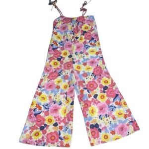 Sugarlips Floral Wide‑Leg Jumpsuit Bold Colorful Print Lightweight Summer Romper